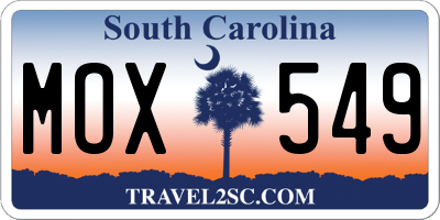 SC license plate MOX549