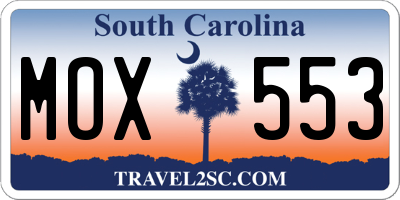 SC license plate MOX553