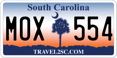 SC license plate MOX554