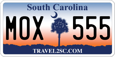 SC license plate MOX555