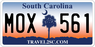 SC license plate MOX561
