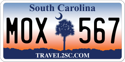 SC license plate MOX567