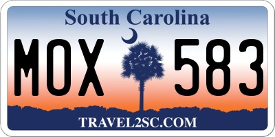 SC license plate MOX583