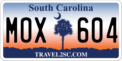 SC license plate MOX604