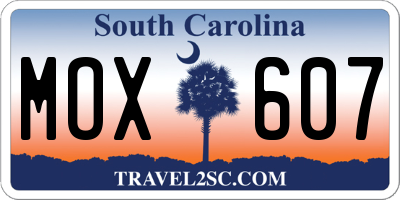 SC license plate MOX607