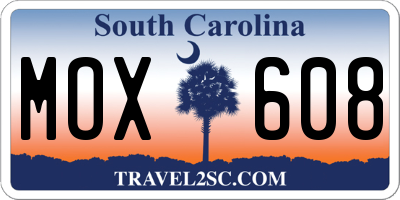 SC license plate MOX608