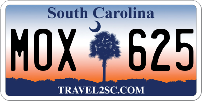 SC license plate MOX625