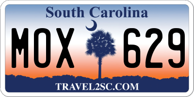 SC license plate MOX629