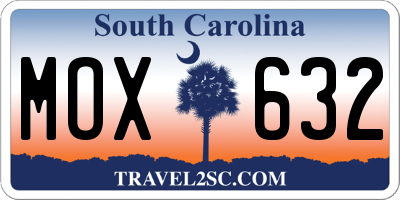 SC license plate MOX632