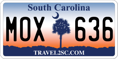 SC license plate MOX636