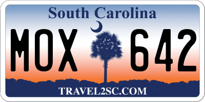SC license plate MOX642