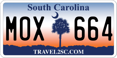 SC license plate MOX664
