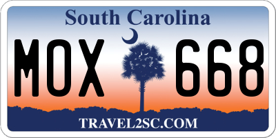 SC license plate MOX668