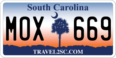SC license plate MOX669