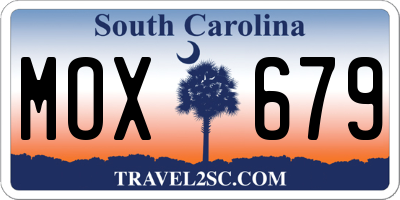 SC license plate MOX679