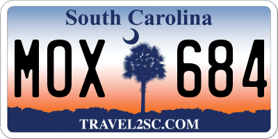SC license plate MOX684
