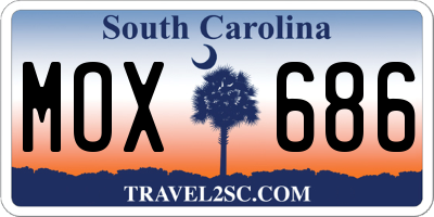 SC license plate MOX686