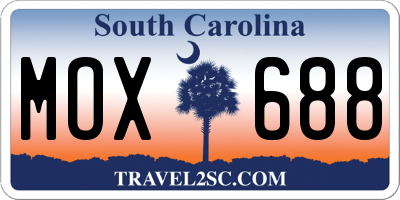 SC license plate MOX688