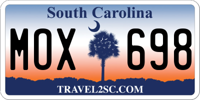 SC license plate MOX698