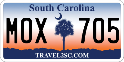 SC license plate MOX705