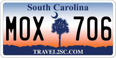 SC license plate MOX706
