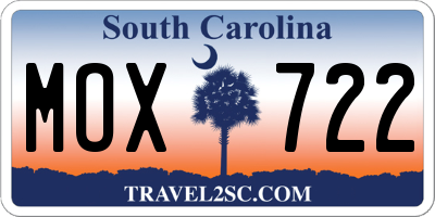 SC license plate MOX722
