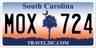 SC license plate MOX724