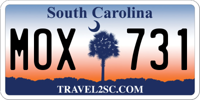 SC license plate MOX731