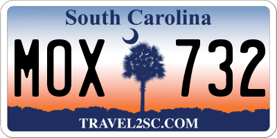 SC license plate MOX732