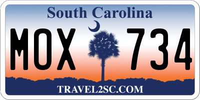 SC license plate MOX734