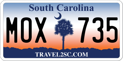 SC license plate MOX735