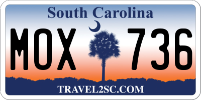 SC license plate MOX736