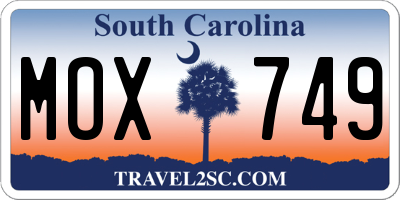 SC license plate MOX749