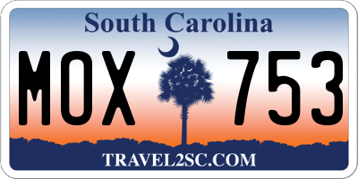 SC license plate MOX753