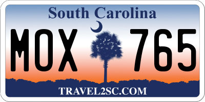 SC license plate MOX765