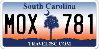 SC license plate MOX781