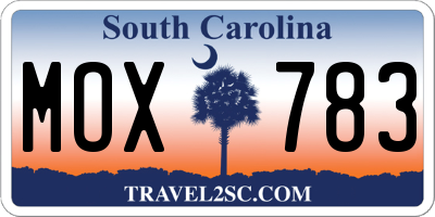 SC license plate MOX783