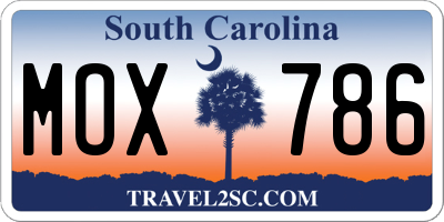 SC license plate MOX786