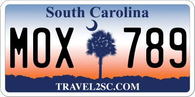 SC license plate MOX789