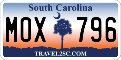 SC license plate MOX796