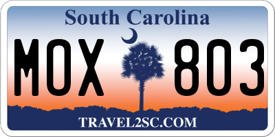 SC license plate MOX803