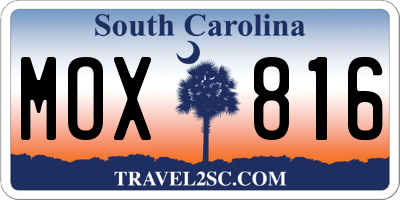 SC license plate MOX816