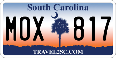 SC license plate MOX817