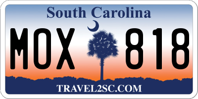 SC license plate MOX818