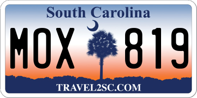 SC license plate MOX819