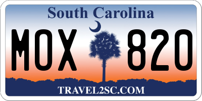 SC license plate MOX820