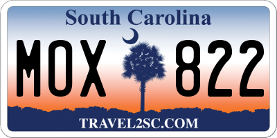SC license plate MOX822