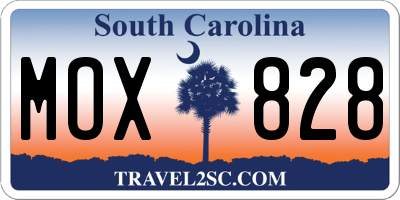 SC license plate MOX828