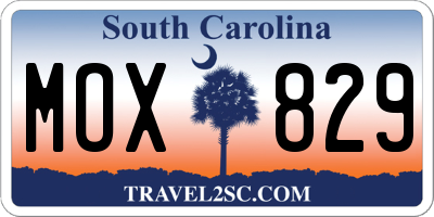 SC license plate MOX829