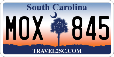 SC license plate MOX845